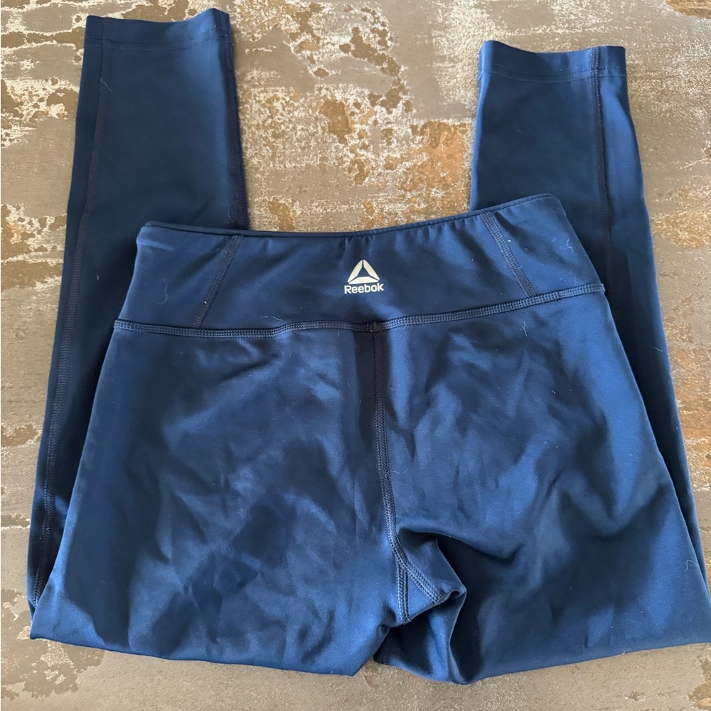 Reebok Blue Performance Leggings with Moisture-Wicking Fabric
